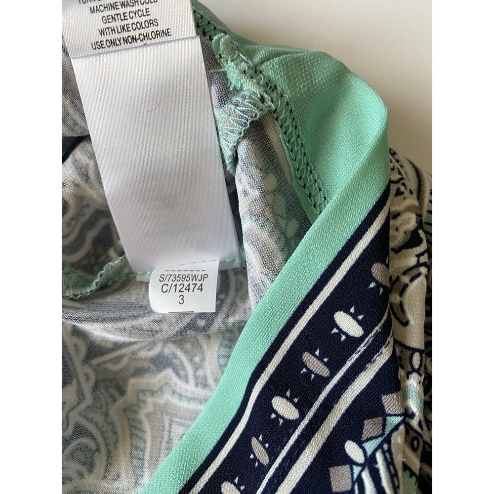 Paisley Size2X Dress Aqua Blue‎ Black White Career Studio One New York NWT Comfy - Picture 6 of 10